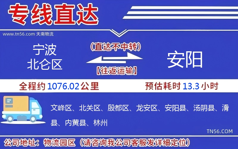 宁波北仑区到安阳物流公司 宁波北仑区到安阳物流公司