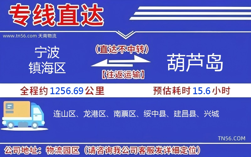 宁波镇海区到葫芦岛物流公司