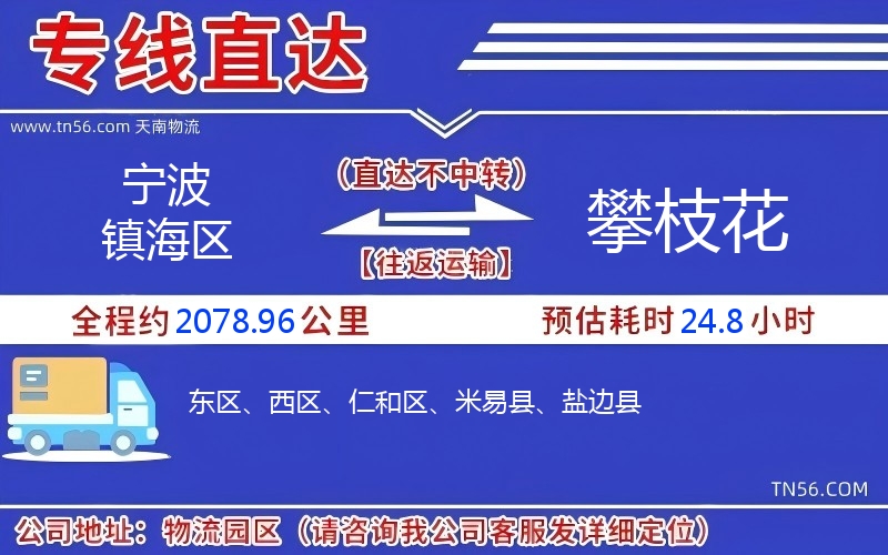 宁波镇海区到攀枝花物流公司