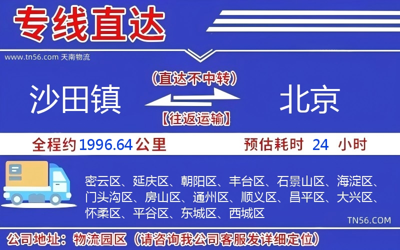 沙田镇到北京物流公司 沙田镇到北京物流公司