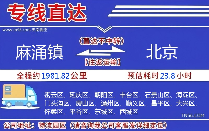 麻涌镇到北京物流公司 麻涌镇到北京物流公司