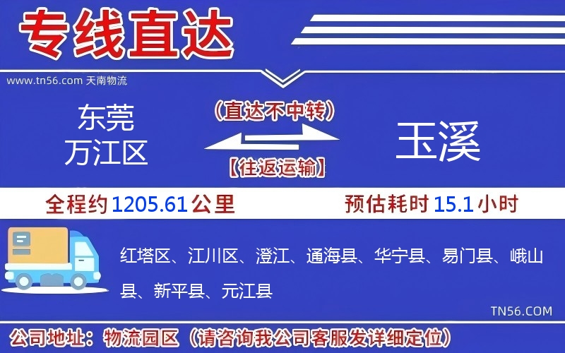 东莞万江区到玉溪物流公司