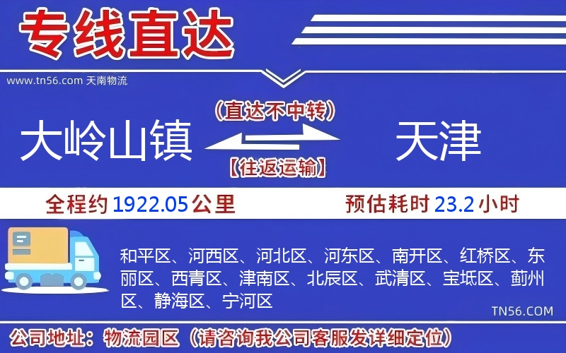 大岭山镇到天津物流公司 大岭山镇到天津物流公司