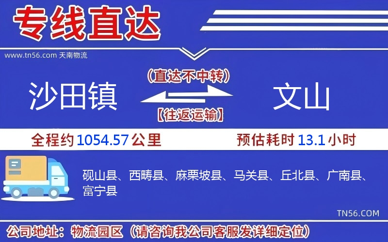 沙田镇到文山物流公司
