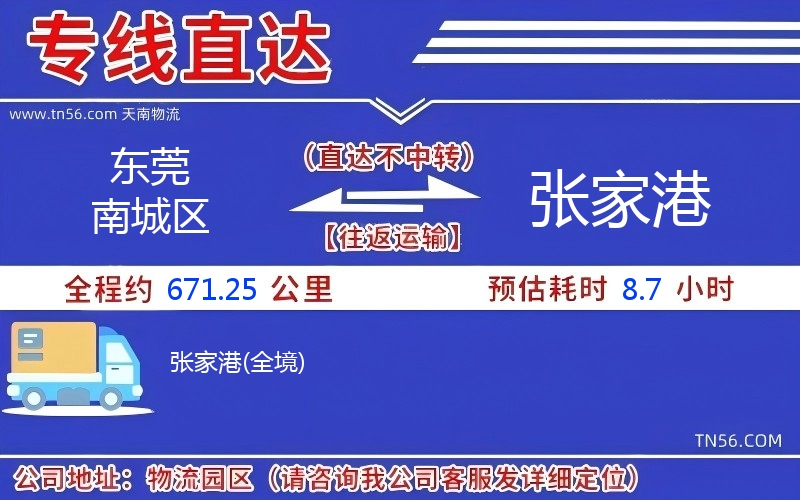 东莞南城区到张家港物流公司