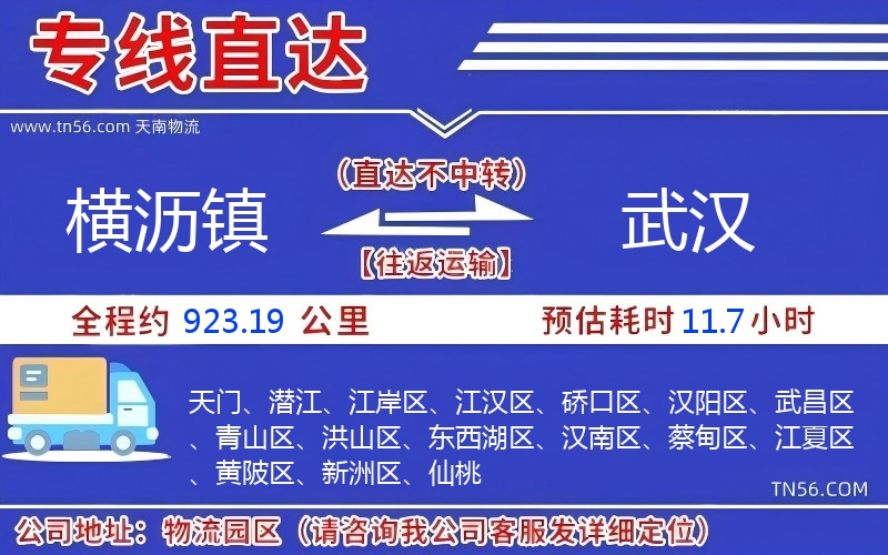 横沥镇到武汉物流公司