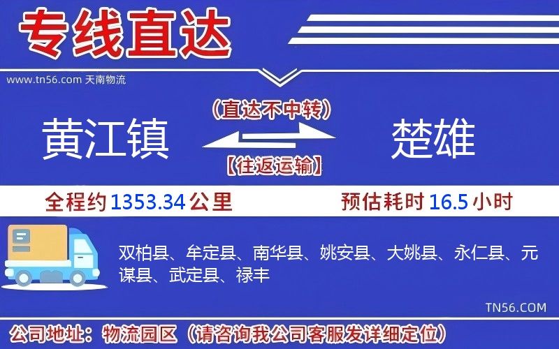 黄江镇到楚雄物流公司