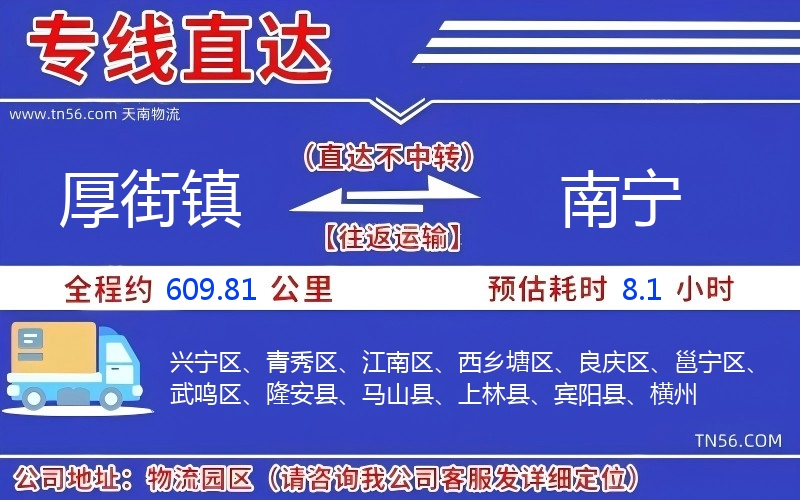 厚街镇到南宁物流公司