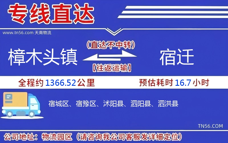 樟木头镇到宿迁物流公司