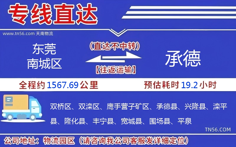 东莞南城区到承德物流公司