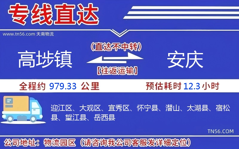 高埗镇到安庆物流公司 高埗镇到安庆物流公司
