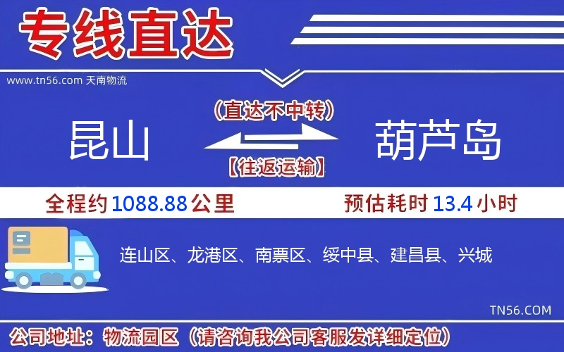 昆山到葫芦岛物流公司