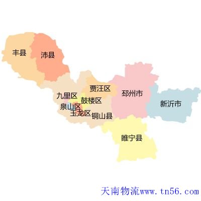 东莞到徐州市物流舆图